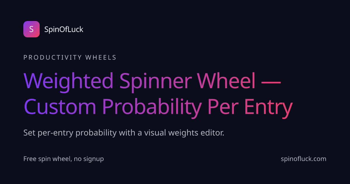 Weighted Spinner Wheel — Set Per-Entry Probability — SpinOfLuck